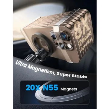 Lamicall for Magsafe Car Mount - [20X N55 Magnets] Magnetic Phone Holder for Your Car Dashboard Vent Car Mount with 360 Rotatable Car Phone Holder for iPhone 16 15 14 13 12 Pro Plus Max Mini