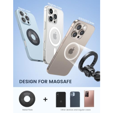 Lamicall for Magsafe Car Mount - [20X N55 Magnets] Magnetic Phone Holder for Your Car Dashboard Vent Car Mount with 360 Rotatable Car Phone Holder for iPhone 16 15 14 13 12 Pro Plus Max Mini