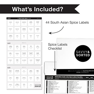 SAVVY & SORTED Spice Labels for Indian Spices - Waterproof Stickers