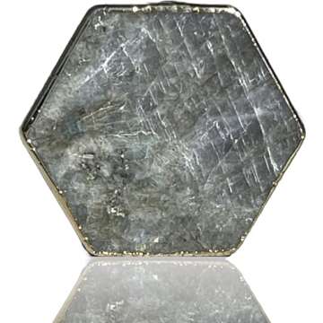 Grips by CRYSTALFY Labradorite Gold Edge Crystal Phone Grip Holder & Expanding Kickstand - Natural Gemstone Swappable Top Accessory for iPhone, iPad, Kindle & Mobile Devices