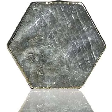 Grips by CRYSTALFY Labradorite Gold Edge Crystal Phone Grip Holder & Expanding Kickstand - Natural Gemstone Swappable Top Accessory for iPhone, iPad, Kindle & Mobile Devices