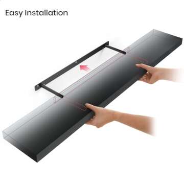 Ballucci Floating Shelves for Wall, 48" Wood Wall Shelf Set of 2, with Invisible Brackets for Bathroom, Living Room, Bedroom, Kitchen, Nursery, 8" Deep, Black