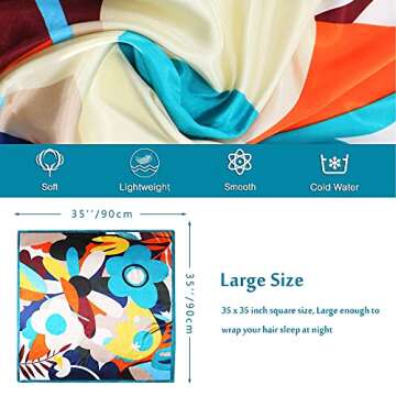 vimate silk head scarf for women, 2 pack 35'' square satin hair scarf bandana for sleeping at night ...