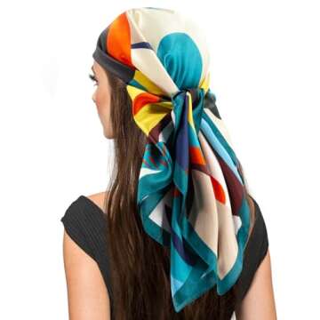 vimate silk head scarf for women, 2 pack 35'' square satin hair scarf bandana for sleeping at night (2 Pack-G)
