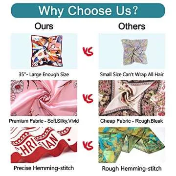 vimate silk head scarf for women, 2 pack 35'' square satin hair scarf bandana for sleeping at night (2 Pack-G)