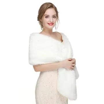 Decahome Wedding Faux Fur Wraps and Shawls Wedding Bridal Stole for Brides and Bridesmaids White Fox...