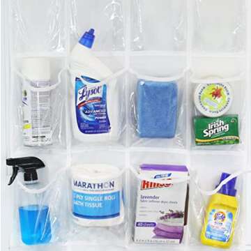Simple Houseware 24 Pockets Large Clear Pockets Over The Door Hanging Shoe Organizer, White (56" x 22.5")