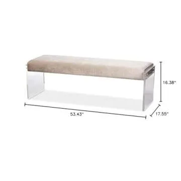Baxton Studio Hildon Modern and Contemporary Microsuede Fabric Upholstered Luxe Bench with Paneled Acrylic Legs, Beige