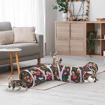 Glittme Cat Tunnel, Cat Tunnels for Indoor Cats, S-Shape Peekaboo Cat Cave with Cat Toys, Foldable C...