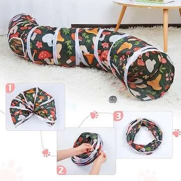 Glittme Cat Tunnel, Cat Tunnels for Indoor Cats, S-Shape Peekaboo Cat Cave with Cat Toys, Foldable Cat Tubes and Tunnels for Cats, Rabbit, Puppy, Guinea Pig