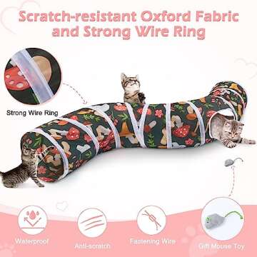 Glittme Cat Tunnel, Cat Tunnels for Indoor Cats, S-Shape Peekaboo Cat Cave with Cat Toys, Foldable Cat Tubes and Tunnels for Cats, Rabbit, Puppy, Guinea Pig