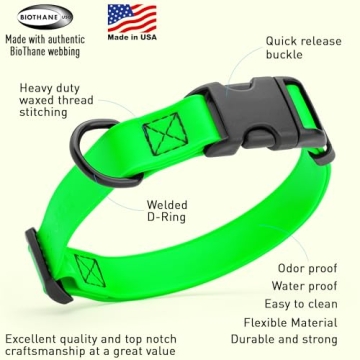 Dogline Biothane Waterproof Dog Collar with Quick Release Buckle for All Dogs