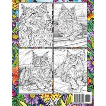 Maine Coon Coloring Book For Adults: An Beautiful Cats Illustrations