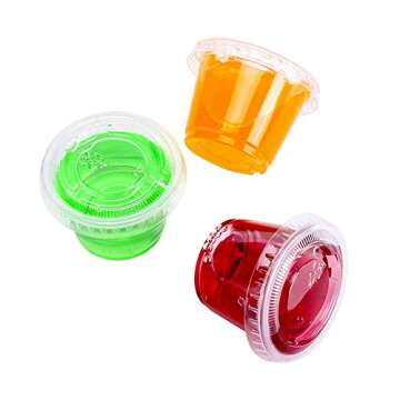 TashiLiving 200-1oz Clear Polypropylene Small Plastic Containers | cups | with lids