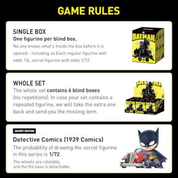 POP MART DC Batman 85th Anniversary Series Figures Blind Box, DC Batman Blind Box Figures, Random Design Action Figures Collectible Toys Home Decorations, Holiday Birthday Gifts,Single Box