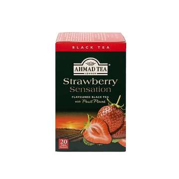 Ahmad Tea Black Tea, Strawberry Sensation Teabags, 20 ct (Pack of 1) - Caffeinated & Sugar-Free