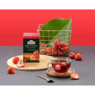 Ahmad Tea Black Tea, Strawberry Sensation Teabags, 20 ct (Pack of 1) - Caffeinated & Sugar-Free