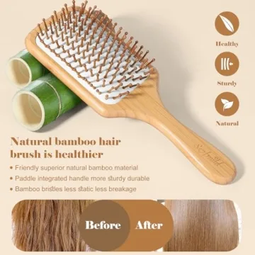 Eco-Friendly Bamboo Hair Brush for Gentle Detangling