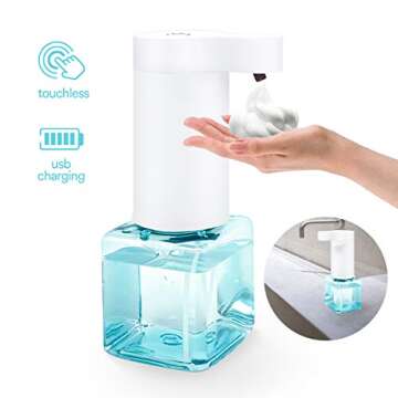 Soap Dispenser Automatic Touchless Rechargeable Foam Soap Dispenser Plastic for Bathroom/Shower/Kitc...