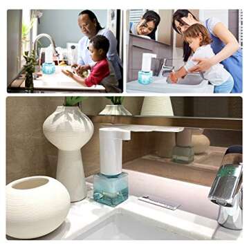 Soap Dispenser Automatic Touchless Rechargeable Foam Soap Dispenser Plastic for Bathroom/Shower/Kitchen White/Blue