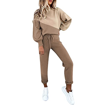 Fixmatti Women's Colorblock Sweatsuit - Cozy 2-Piece Jogger Set for Lounge & Sport