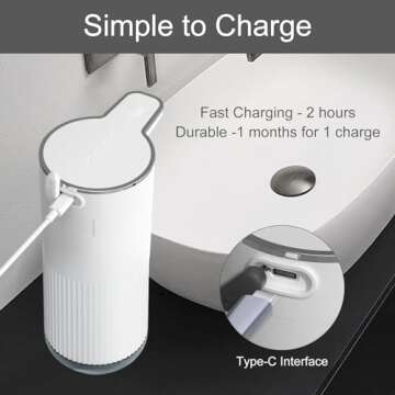 Automatic Foaming Soap Dispenser,Touchless Hand Sanitizer Dispenser Electric,Hand Soap Dispenser 4-Level Adjustable, Foam Soap with USB C Rechargeable for Kitchen,Bathroom,Hotel,Restaurant(White)