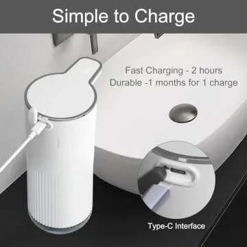 Automatic Foaming Soap Dispenser,Touchless Hand Sanitizer Dispenser Electric,Hand Soap Dispenser 4-Level Adjustable, Foam Soap with USB C Rechargeable for Kitchen,Bathroom,Hotel,Restaurant(White)