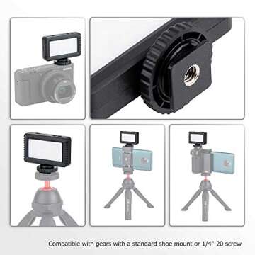 Kiwifotos Mini LED Video Light for Sony ZV-E10 II ZVE10 ZV-1F ZV1F ZV-1 II ZV1 ZV1II A6000 A6100 A6300 A6400 Nikon Z30 Z50 Z6 Z7 & More Cameras, for Vlog Shooting Recording, Portable & Rechargeable