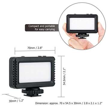 Kiwifotos Mini LED Video Light for Sony ZV-E10 II ZVE10 ZV-1F ZV1F ZV-1 II ZV1 ZV1II A6000 A6100 A6300 A6400 Nikon Z30 Z50 Z6 Z7 & More Cameras, for Vlog Shooting Recording, Portable & Rechargeable