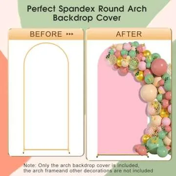 Arch Backdrop Cover Set of 2(6ft/7.2ft) Double Color Wedding Arch Cover Spandex Fitted Arch Covers,Round Top Chiara Arch Backdrop Cover for Baby Party Birthday Banquet Shower (Pink+Blue)