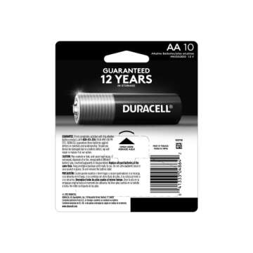 Duracell Coppertop AA Batteries with Power Boost Ingredients, 10 Count Pack Double A Battery with Lo...