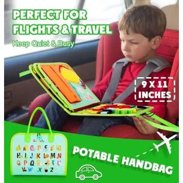 Guolely Busy Board - Montessori Toys for 1 2 3 4 Year Old with Life Skill, Role-Play,Alphabet, Number, Shape, Animal, Weather, Toddlers Travel Toy Gift Ideal for Boy Girl-Green