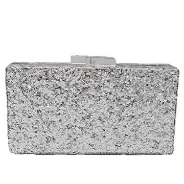 Evil Eye Clutch for Women Stylish Acrylic Box Evening Bag Glitter Party Banquet Purse Handbag (Silver)