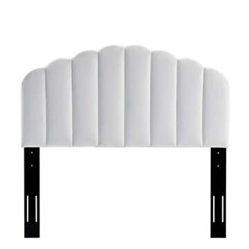 Modway Veronique Channel Tufted Performance Velvet Upholstered Full/Queen Headboard in White