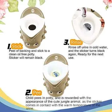 Potty Training Seat Magic Sticker | Dinosaur Toddler Potty Training Toilet Color Changing Sticker | 5 Pack Toilet Targets with Free Potty e Book | Use with or Without Potty Chart or Potty Watch