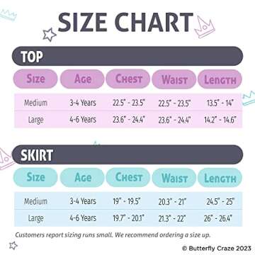 Butterfly Craze Little Girl's Mermaid Costume, Top/Dress with Skirt - Perfect for Birthday Parties, Halloween, School Fairs or Pretend-Play or Dress-Up, Pink Top, Turquoise Skirt, Large (5-6yrs)