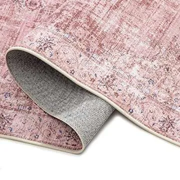 DECOMALL Runner Rug for Hallway Kitchen, Washable Long Rugs Pink, Bohemian Vintage Foldable Carpet for Entryway Entrance, 2'6"x9'