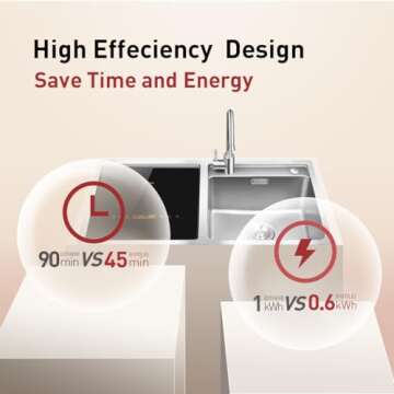 FOTILE SD2F Stainless Steel Kitchen In-Sink Dishwasher Combination, Energy-saving Countertop Unit fo...