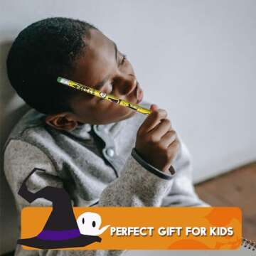 BAISDY 60Pcs Halloween Pencil Bulk Assorted Colorful Halloween Themed Ghost Pumpkin Skeleton Bat Spider Wooden Pencils for Halloween Party Favor Supplies