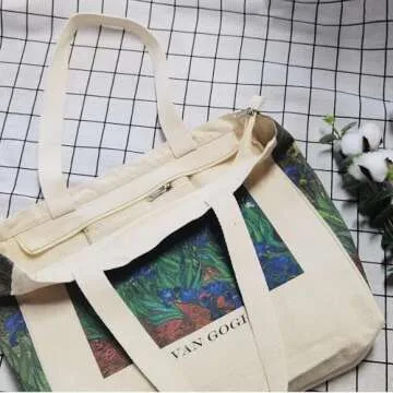 BROADREAM Canvas Tote Bag Aesthetic - Zippered Book Tote Bag with Interior Pocket by Cute Shoulder Tote Bags for Women Shopping & Travel - Best Gift for Teacher Mom Friendship Wife Classmate Birthday