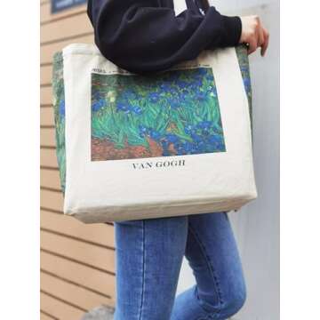 BROADREAM Canvas Tote Bag Aesthetic - Zippered Book Tote Bag with Interior Pocket by Cute Shoulder Tote Bags for Women Shopping & Travel - Best Gift for Teacher Mom Friendship Wife Classmate Birthday