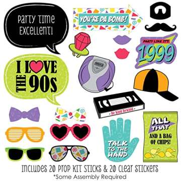 Big Dot of Happiness 90's Throwback - 1990's Party Photo Booth Props Kit - 20 Count