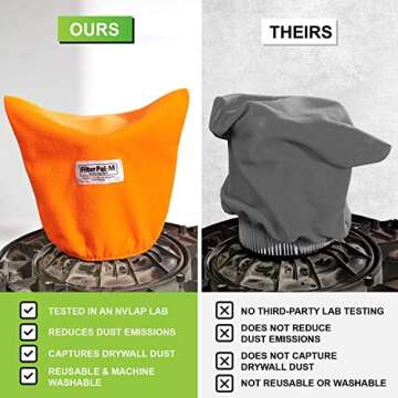 FilterPal Reusable Pre Filter Bag For Shop Vacuums - Wet Dry Vac Dust Collector Bags For VF 4000, VF 5000, DXVC6912, 917816 OEM Filters - Assembled In USA, Medium, Orange - 11.5" Tall, 7.5" Diameter