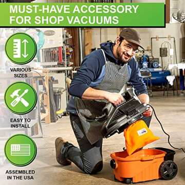 FilterPal Reusable Pre Filter Bag For Shop Vacuums - Wet Dry Vac Dust Collector Bags For VF 4000, VF 5000, DXVC6912, 917816 OEM Filters - Assembled In USA, Medium, Orange - 11.5" Tall, 7.5" Diameter