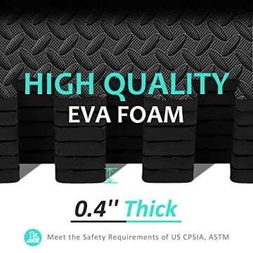 12-Tile Interlocking Puzzle Exercise Mat, 24'' x 24'' EVA Foam Flooring for Gym Equipment, Black