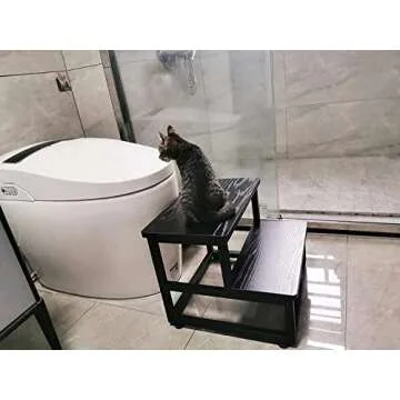 YAKANJ Step Stools for Adults Kids, Heavy Duty Sturdy Metal Frame Hold Up to 500 Lbs Capacity for Kitchen Bathroom Bedroon -Black