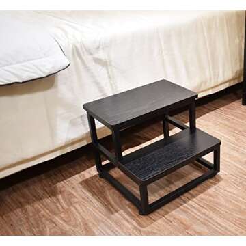 YAKANJ Step Stools for Adults Kids, Heavy Duty Sturdy Metal Frame Hold Up to 500 Lbs Capacity for Kitchen Bathroom Bedroon -Black