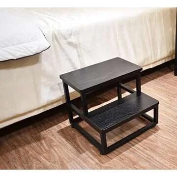 YAKANJ Step Stools for Adults Kids, Heavy Duty Sturdy Metal Frame Hold Up to 500 Lbs Capacity for Kitchen Bathroom Bedroon -Black