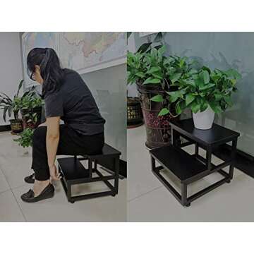 YAKANJ Step Stools for Adults Kids, Heavy Duty Sturdy Metal Frame Hold Up to 500 Lbs Capacity for Kitchen Bathroom Bedroon -Black