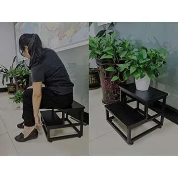 YAKANJ Step Stools for Adults Kids, Heavy Duty Sturdy Metal Frame Hold Up to 500 Lbs Capacity for Kitchen Bathroom Bedroon -Black